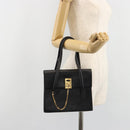 CELINE Hand Bag Leather Black Gold Auth 188840V-25
