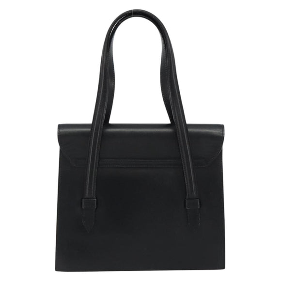 CELINE Hand Bag Leather Black Gold Auth 188840V