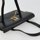 CELINE Hand Bag Leather Black Gold Auth 188840V-6