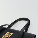 CELINE Hand Bag Leather Black Gold Auth 188840V-8