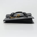 CELINE Hand Bag Leather Black Gold Auth 188840V-9