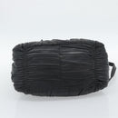 PRADA Gathered Hand Bag Leather 2way Black Gold Auth 188842V-5