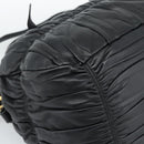 PRADA Gathered Hand Bag Leather 2way Black Gold Auth 188842V-17