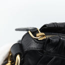 PRADA Gathered Hand Bag Leather 2way Black Gold Auth 188842V-21