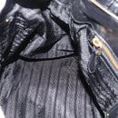 PRADA Gathered Hand Bag Leather 2way Black Gold Auth 188842V-24
