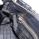 PRADA Gathered Hand Bag Leather 2way Black Gold Auth 188842V-25