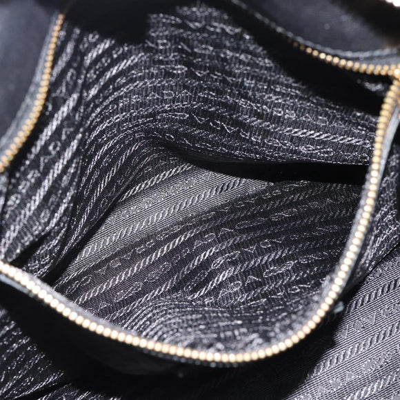 PRADA Gathered Hand Bag Leather 2way Black Gold Auth 188842V