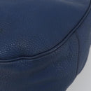 PRADA Shoulder Bag Vittero Dino Leather Blue Gold Auth 188844V-8