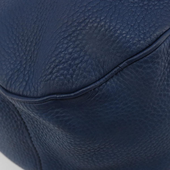 PRADA Shoulder Bag Vittero Dino Leather Blue Gold Auth 188844V
