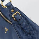 PRADA Shoulder Bag Vittero Dino Leather Blue Gold Auth 188844V-18