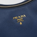PRADA Shoulder Bag Vittero Dino Leather Blue Gold Auth 188844V-19