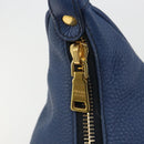 PRADA Shoulder Bag Vittero Dino Leather Blue Gold Auth 188844V-9
