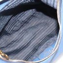 PRADA Shoulder Bag Vittero Dino Leather Blue Gold Auth 188844V-10