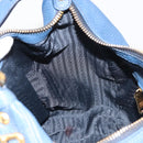 PRADA Shoulder Bag Vittero Dino Leather Blue Gold Auth 188844V-21