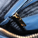 PRADA Shoulder Bag Vittero Dino Leather Blue Gold Auth 188844V-23