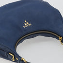 PRADA Shoulder Bag Vittero Dino Leather Blue Gold Auth 188844V-6