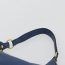PRADA Shoulder Bag Vittero Dino Leather Blue Gold Auth 188844V-14