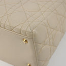 Christian Dior Lady Dior Canage Hand Bag Leather 2way Ivory Gold Auth 188848A-13