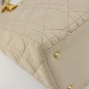Christian Dior Lady Dior Canage Hand Bag Leather 2way Ivory Gold Auth 188848A-14