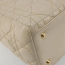Christian Dior Lady Dior Canage Hand Bag Leather 2way Ivory Gold Auth 188848A-16