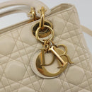 Christian Dior Lady Dior Canage Hand Bag Leather 2way Ivory Gold Auth 188848A-17