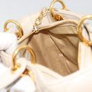 Christian Dior Lady Dior Canage Hand Bag Leather 2way Ivory Gold Auth 188848A-21
