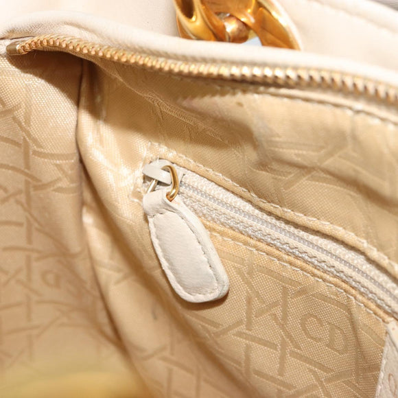 Christian Dior Lady Dior Canage Hand Bag Leather 2way Ivory Gold Auth 188848A