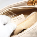 Christian Dior Lady Dior Canage Hand Bag Leather 2way Ivory Gold Auth 188848A-25