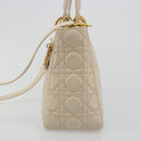 Christian Dior Lady Dior Canage Hand Bag Leather 2way Ivory Gold Auth 188848A-4