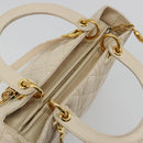Christian Dior Lady Dior Canage Hand Bag Leather 2way Ivory Gold Auth 188848A-6