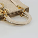 Christian Dior Lady Dior Canage Hand Bag Leather 2way Ivory Gold Auth 188848A-7