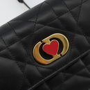 Christian Dior Cannage Miss Caro Chain Bag Leather Black Gold Auth 188849SAM-18