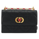 Christian Dior Cannage Miss Caro Chain Bag Leather Black Gold Auth 188849SAM-13