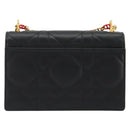 Christian Dior Cannage Miss Caro Chain Bag Leather Black Gold Auth 188849SAM-2