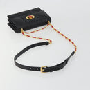 Christian Dior Cannage Miss Caro Chain Bag Leather Black Gold Auth 188849SAM-7