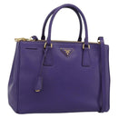 PRADA Galleria Hand Bag Saffiano leather 2way Purple Gold Auth 188851V-1
