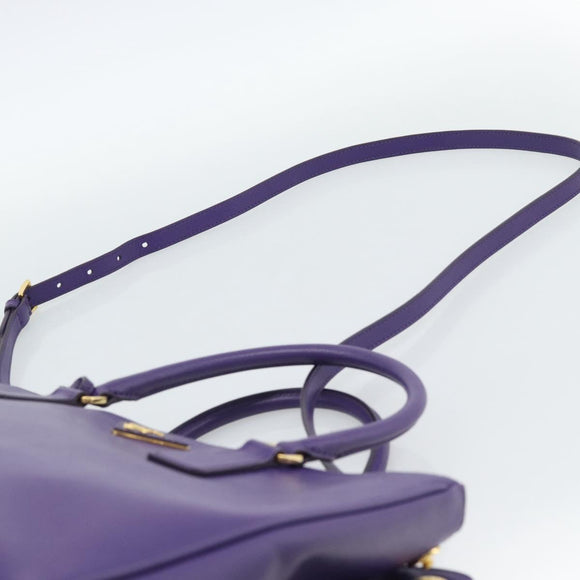 PRADA Galleria Hand Bag Saffiano leather 2way Purple Gold Auth 188851V