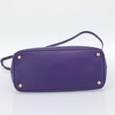 PRADA Galleria Hand Bag Saffiano leather 2way Purple Gold Auth 188851V-5