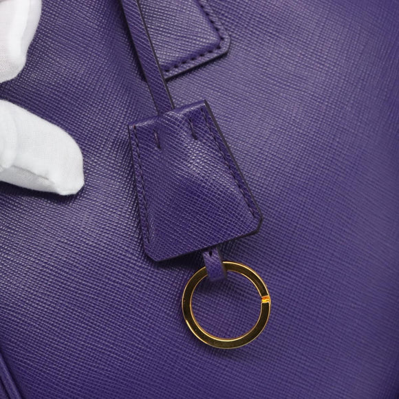 PRADA Galleria Hand Bag Saffiano leather 2way Purple Gold Auth 188851V
