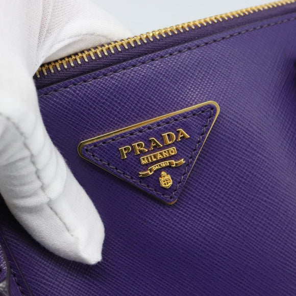 PRADA Galleria Hand Bag Saffiano leather 2way Purple Gold Auth 188851V