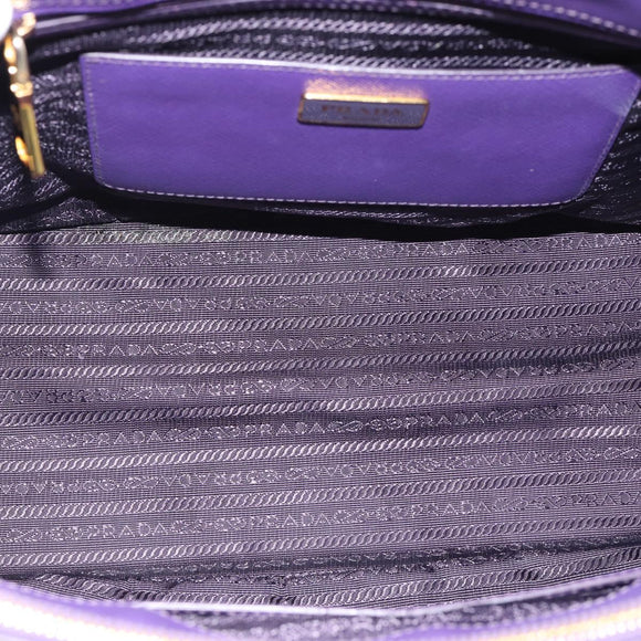 PRADA Galleria Hand Bag Saffiano leather 2way Purple Gold Auth 188851V