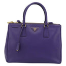 PRADA Galleria Hand Bag Saffiano leather 2way Purple Gold Auth 188851V-13