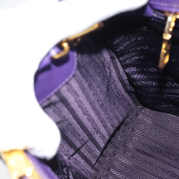 PRADA Galleria Hand Bag Saffiano leather 2way Purple Gold Auth 188851V