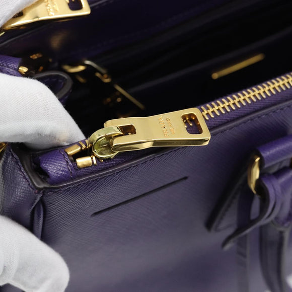 PRADA Galleria Hand Bag Saffiano leather 2way Purple Gold Auth 188851V