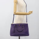 PRADA Galleria Hand Bag Saffiano leather 2way Purple Gold Auth 188851V-29