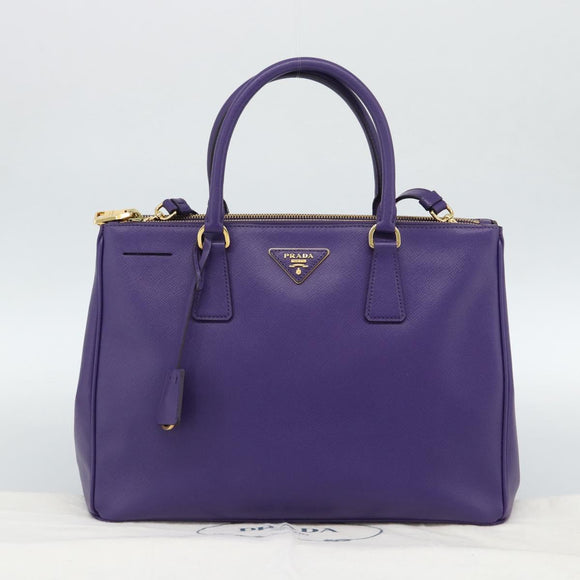 PRADA Galleria Hand Bag Saffiano leather 2way Purple Gold Auth 188851V