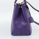 PRADA Galleria Hand Bag Saffiano leather 2way Purple Gold Auth 188851V-3