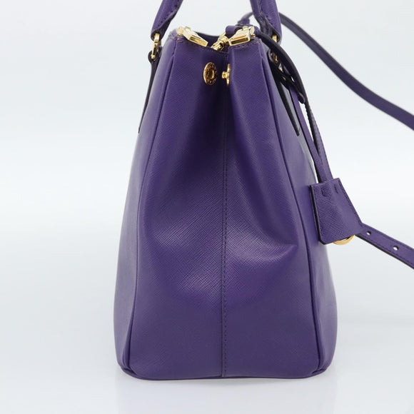 PRADA Galleria Hand Bag Saffiano leather 2way Purple Gold Auth 188851V