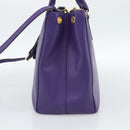 PRADA Galleria Hand Bag Saffiano leather 2way Purple Gold Auth 188851V-4