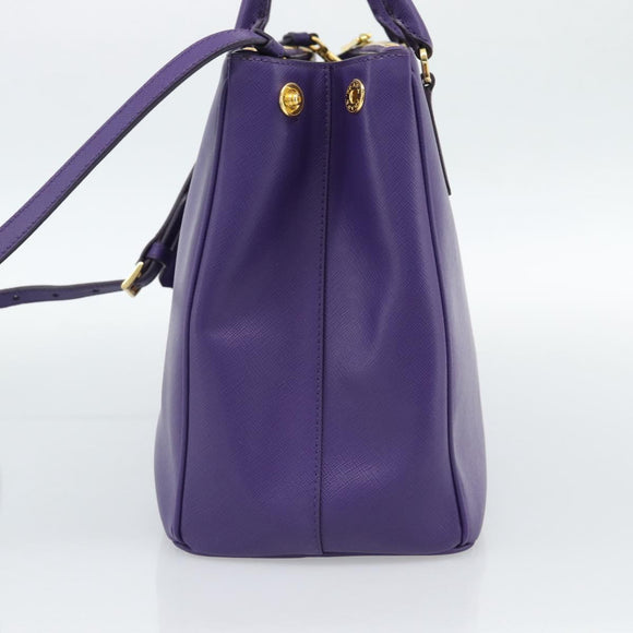 PRADA Galleria Hand Bag Saffiano leather 2way Purple Gold Auth 188851V